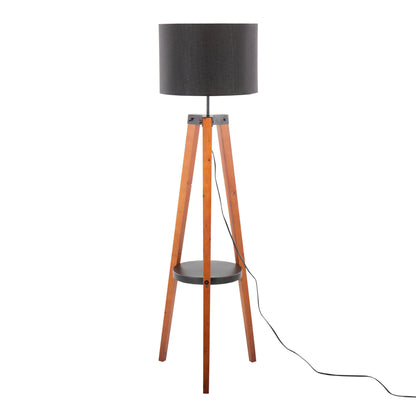 Compass - Mid Century Modern Floor Lamp With Shelf