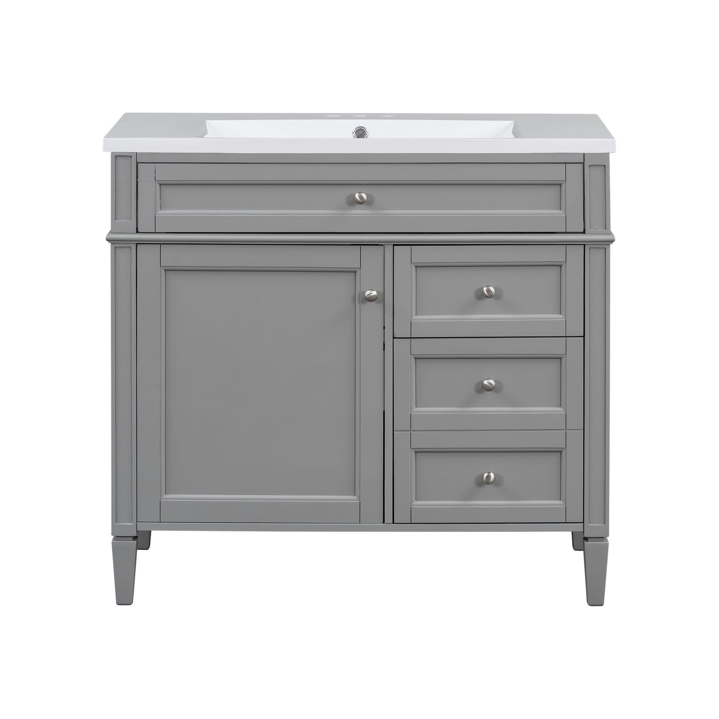 Bathroom Vanity & Top Sink, Modern Bathroom Storage Cabinet With 2 Drawers And A Tip-Out Drawer