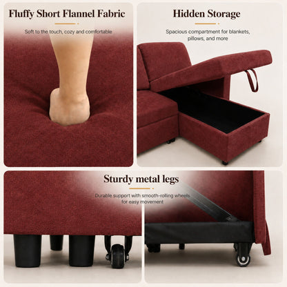 L - Shaped Convertible Sofa Bed With Storage Chaise