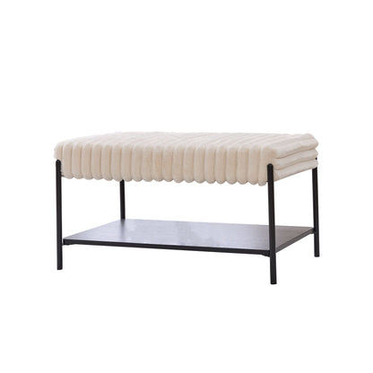 Upholstered Ottoman Coffee Table Foot Rest With Open Storage