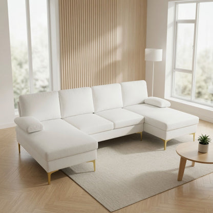 U - Shaped Sectional Sofa With Double Chaise