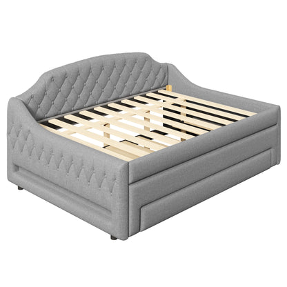Upholstered Daybed With LED Belt, Trundle And 3 Drawers
