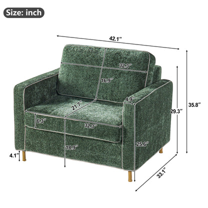 Accent Chair Upholstered Single Sofa With Square Arms, Sewn Pillow Back For Living Room
