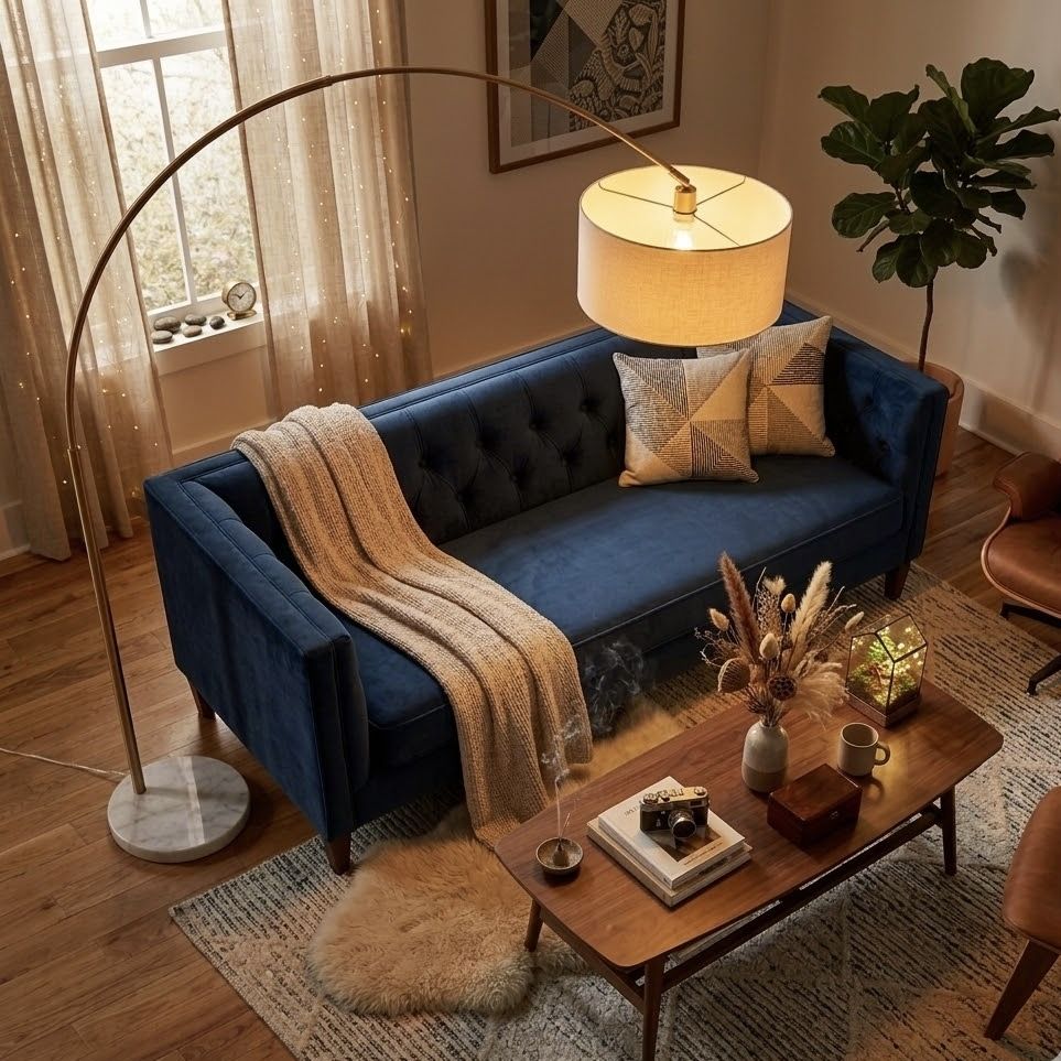 Ambient - Arch Floor Lamp With Large Shade - Gold / White