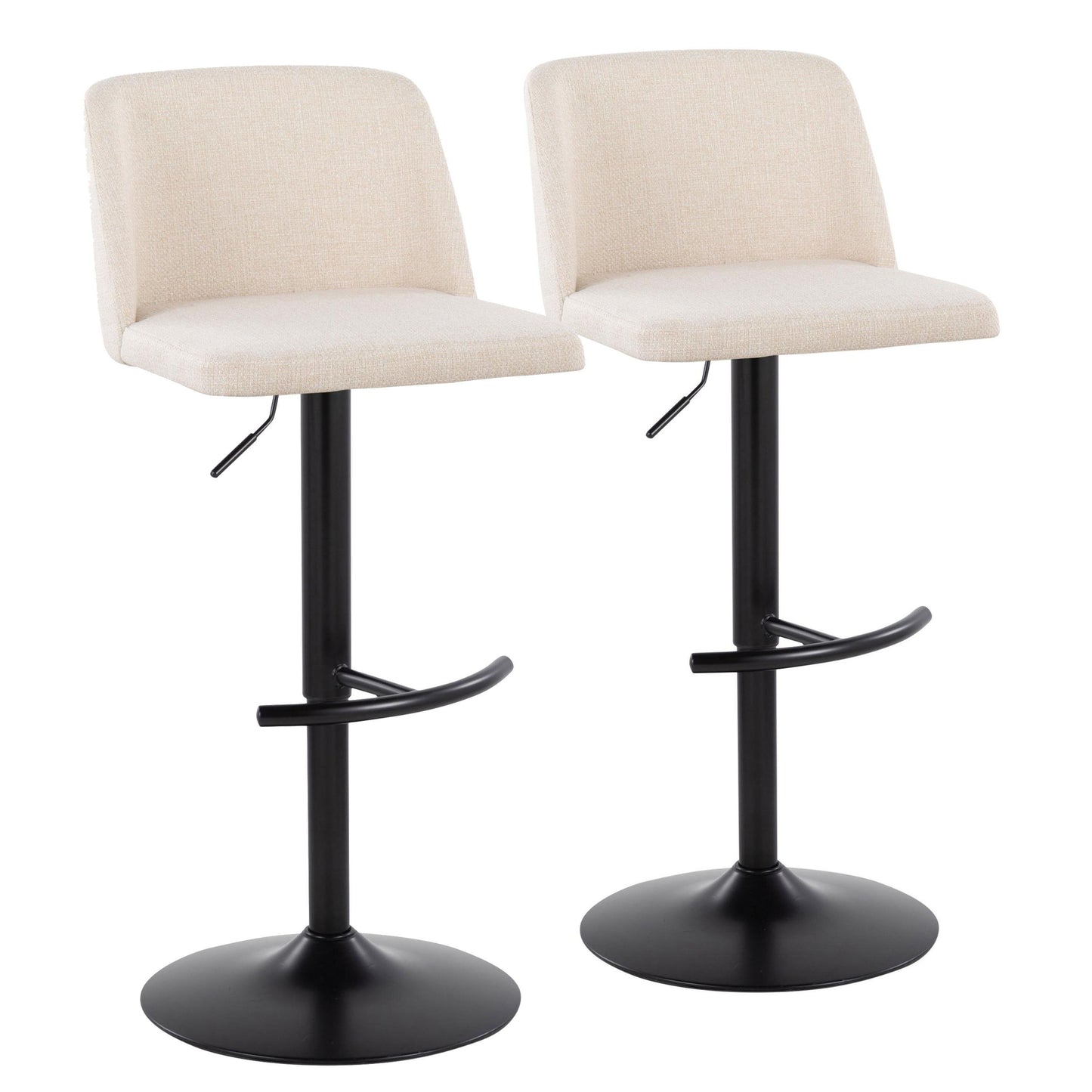 Toriano - Contemporary Adjustable Bar Stool With Rounded T Footrest (Set of 2)