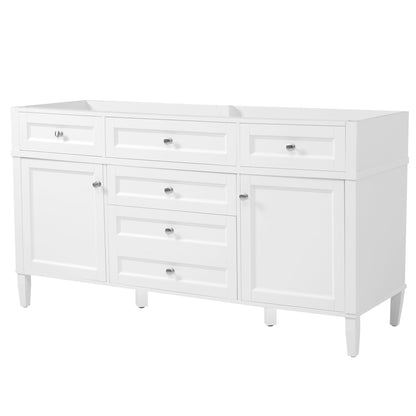 Bathroom Vanity Cabinet Only, 3 Drawers & 2 Doors, Adjustable Shelf, Soft Close Hinges - White