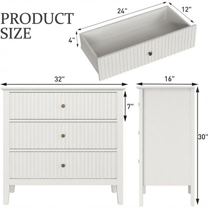 3 Drawer Nightstand, Wide With Soft Close Slides - White