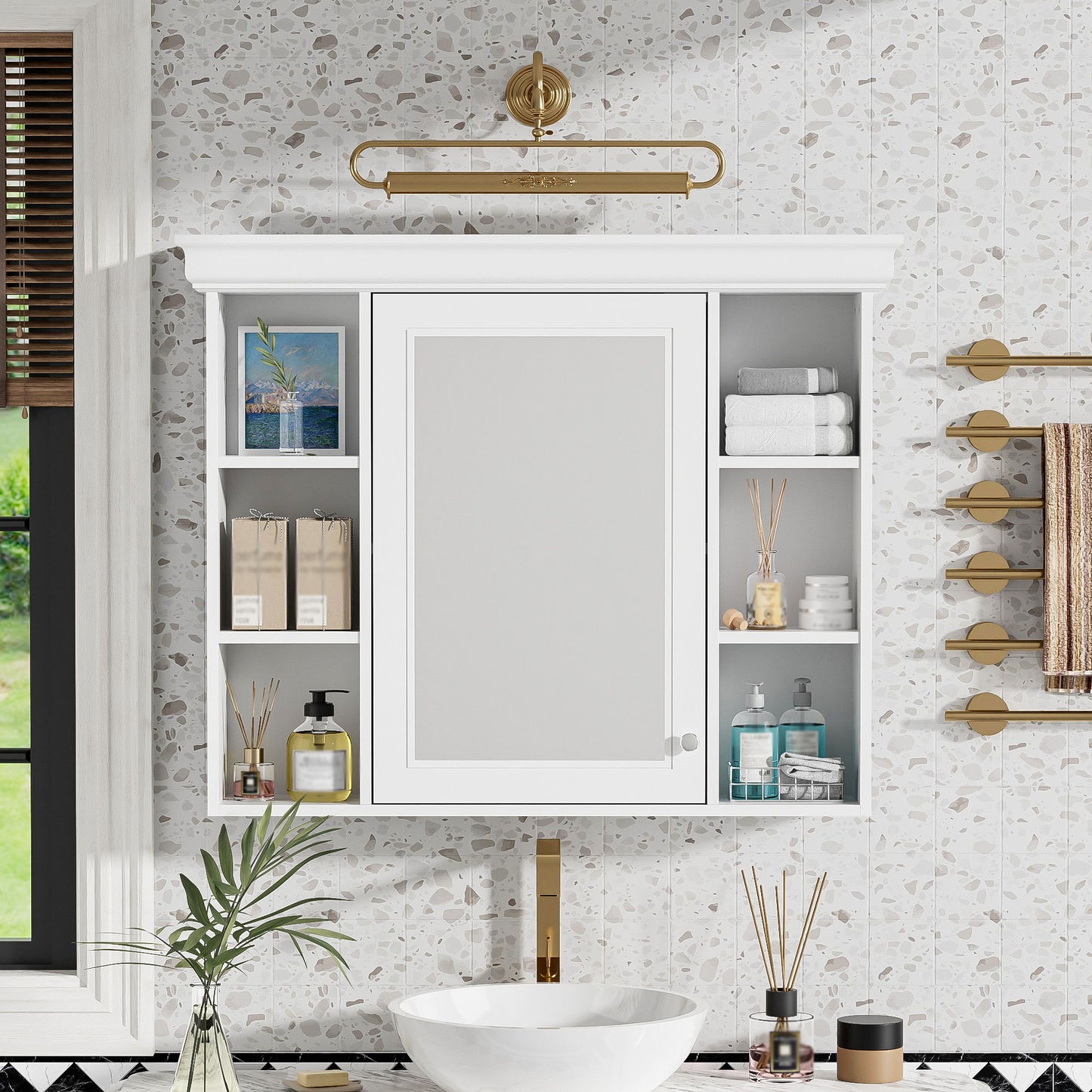 Wall Mounted Bathroom Storage Cabinet With Mirror Door