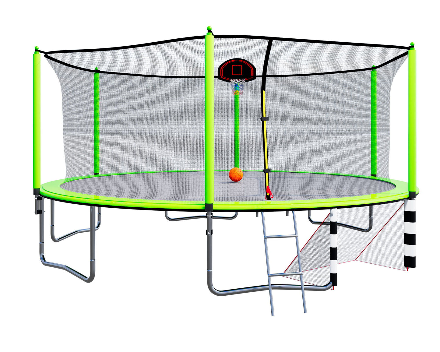 16Ft Trampoline With Basketball Hoop Pump And Ladder (Inner Safety Enclosure) With Soccer Goal