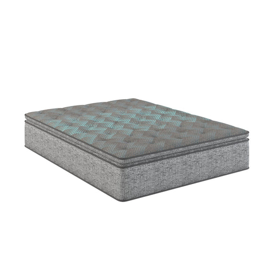 Comfort Care - 12" Hybrid Euro Top Mattress, Plush Comfort With Individual Pocketed Coil - Gray / Blue - Twin