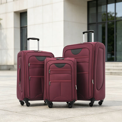 Softside Luggage Expandable 3 Piece Set Upright Spinner Lightweight Suitcase