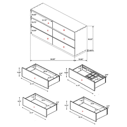 Beverly - 6 Drawer Dresser - Walnut
