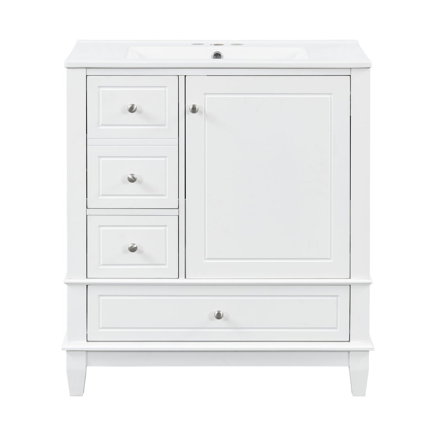 Freestanding Bathroom Vanity With Sink, Soft Close Door, 3 Drawers