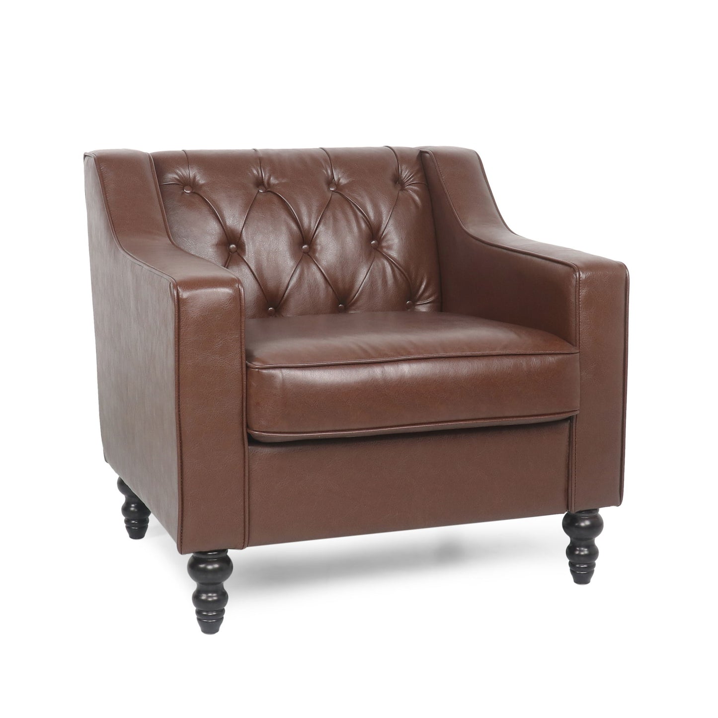 Contemporary Club Chair With Button Tufting And Birch Wood Legs
