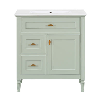 Modern Bathroom Vanity With Sink, 1 Flip Drawer And 2 Drawers, Adjustable Shelf