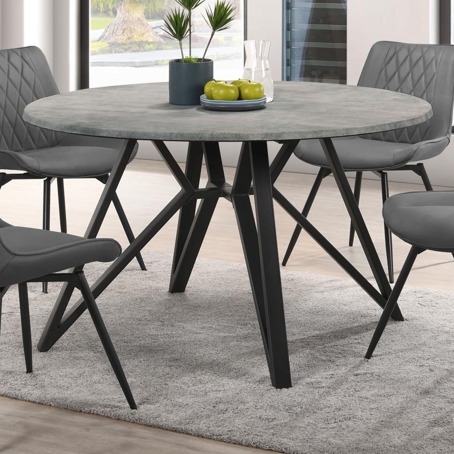 Neil - Round Smart Top Dining Table - Gunmetal