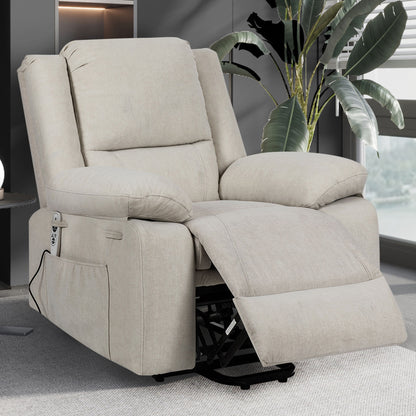 Electric Power Recliner Chair With Massage For Elderly, Remote Control Multi-Function Lifting, Timing, Cushion Heating Chair With Side Pocket