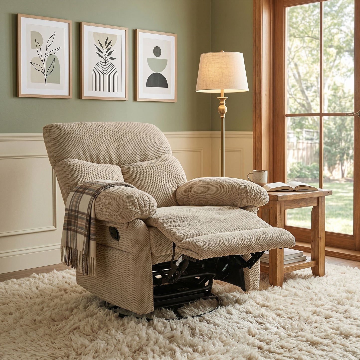 Swivel Rocker Recliner Chair With Manual Recline For Living Room