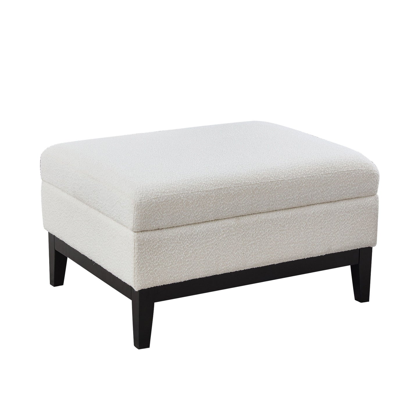 Upholstered Storage Ottoman With Reversible Lid Coffee Table With Rubberwood Legs