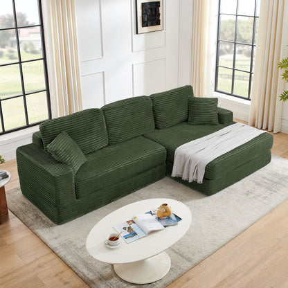 Modern Minimalist L Shape Modular Sectional Sofa, Corduroy Couch