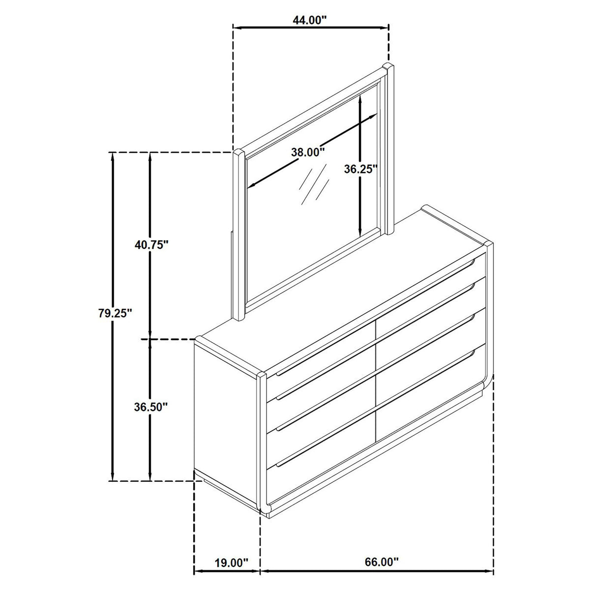 Bangor - 8 Drawer Dresser With Mirror Set - Black