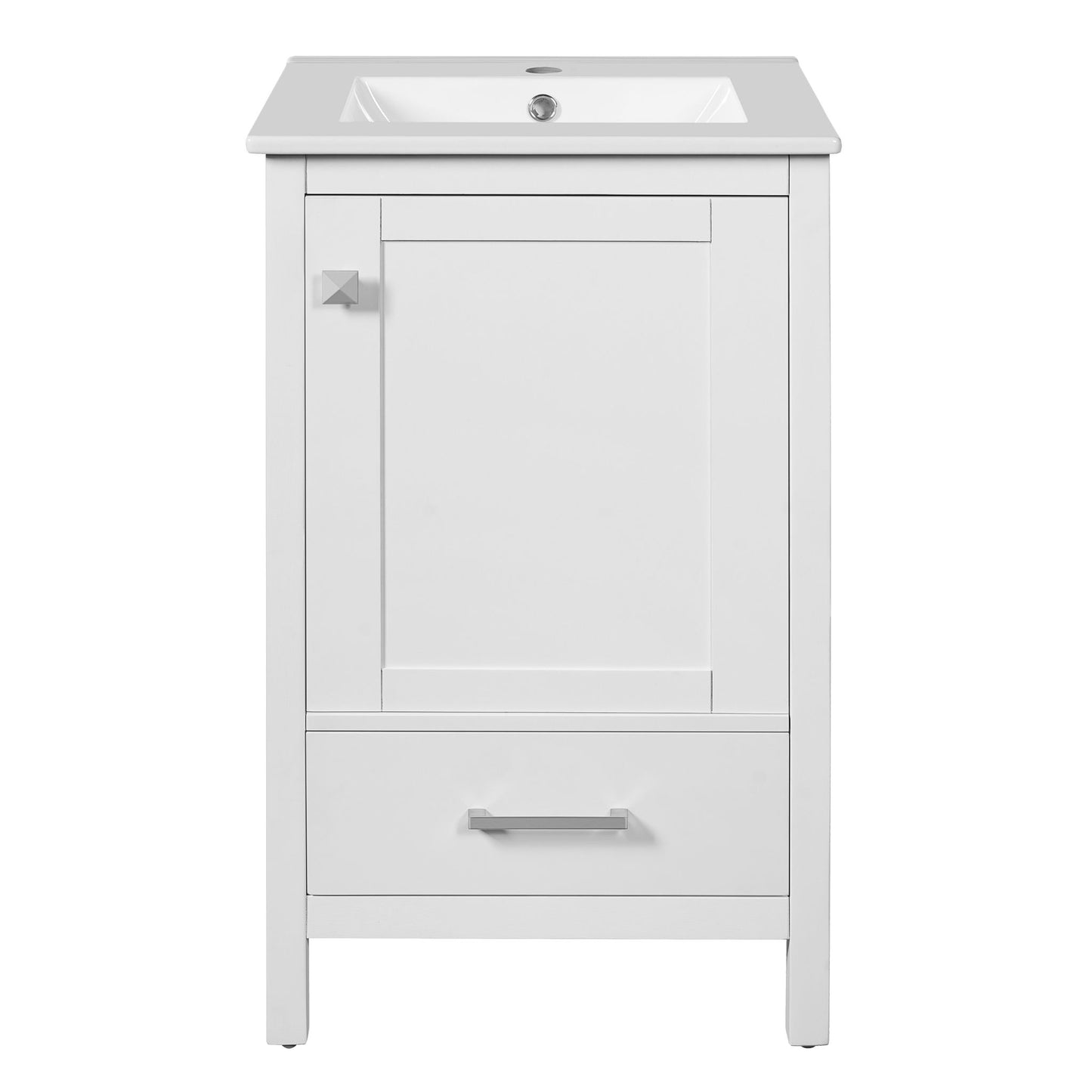 Bathroom Vanity With Ceramic Sink, Soft Close Drawers, Door Organizer, Divider Drawer, Adjustable Foot Pads