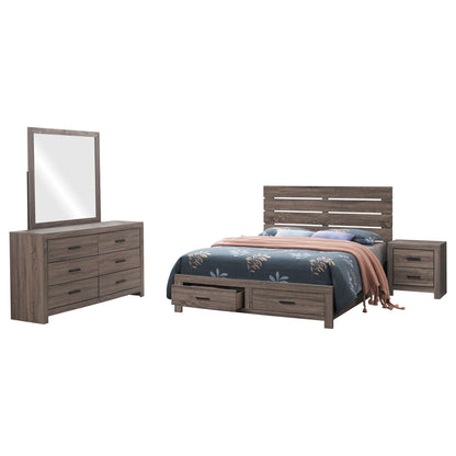 Sherwood - 4 Piece Queen Bedroom Set With Platform Bed, Nightstand, Dresser & Mirror - Oak