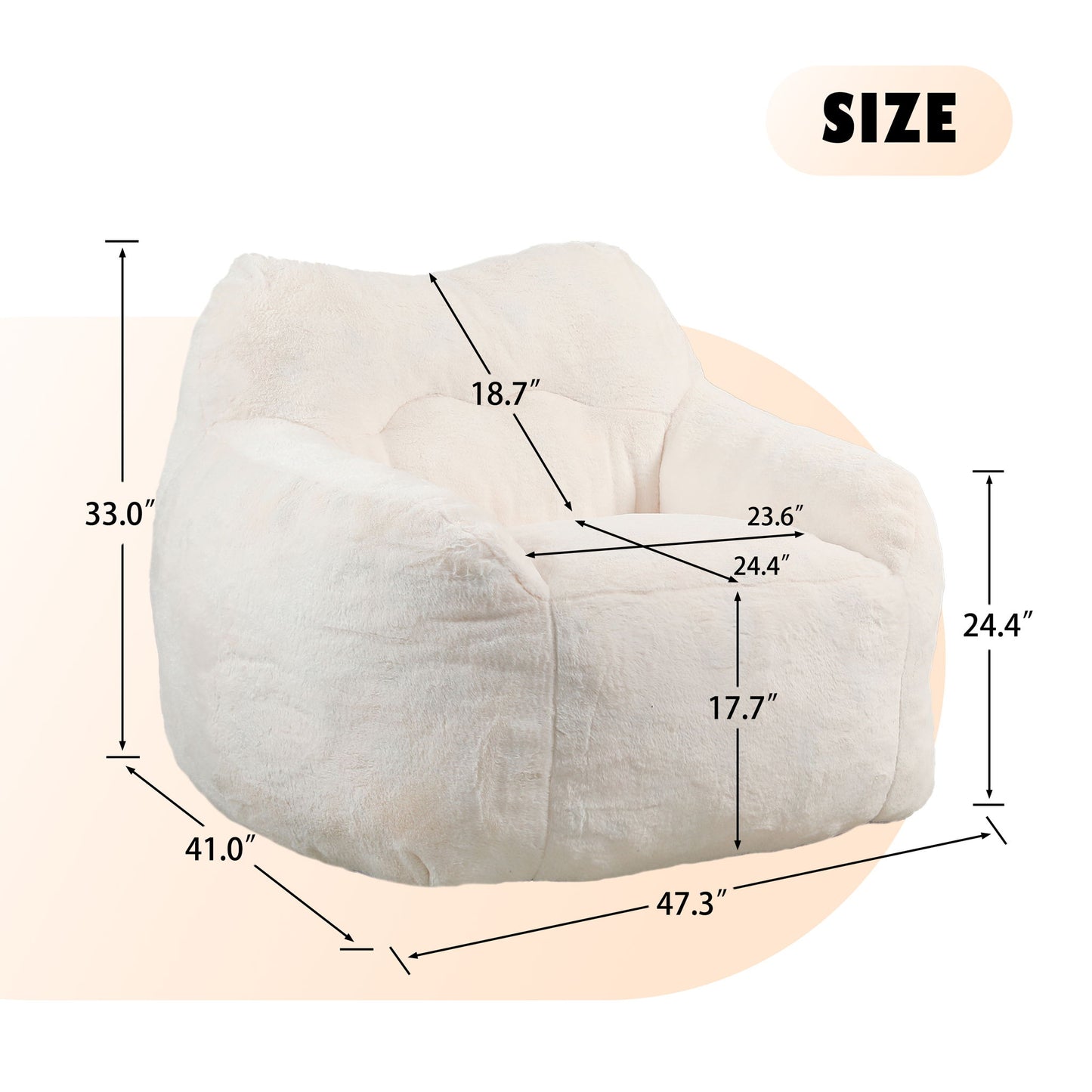 Beanbag Sofa Chair With Armrests Stuffed High Density Foam