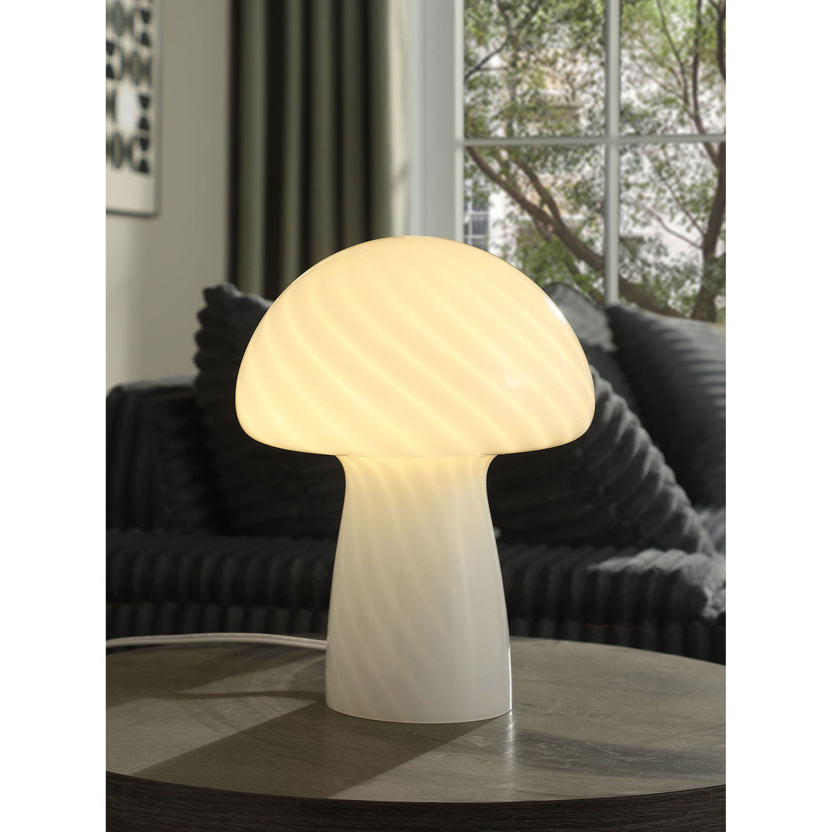 Jonah - Mushroom Shaped Glass Table Lamp - White