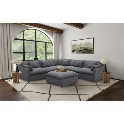 6 Piece Upholstered Modular Sectional Sofa With Reversible Cushions And Ottoman - Charcoal
