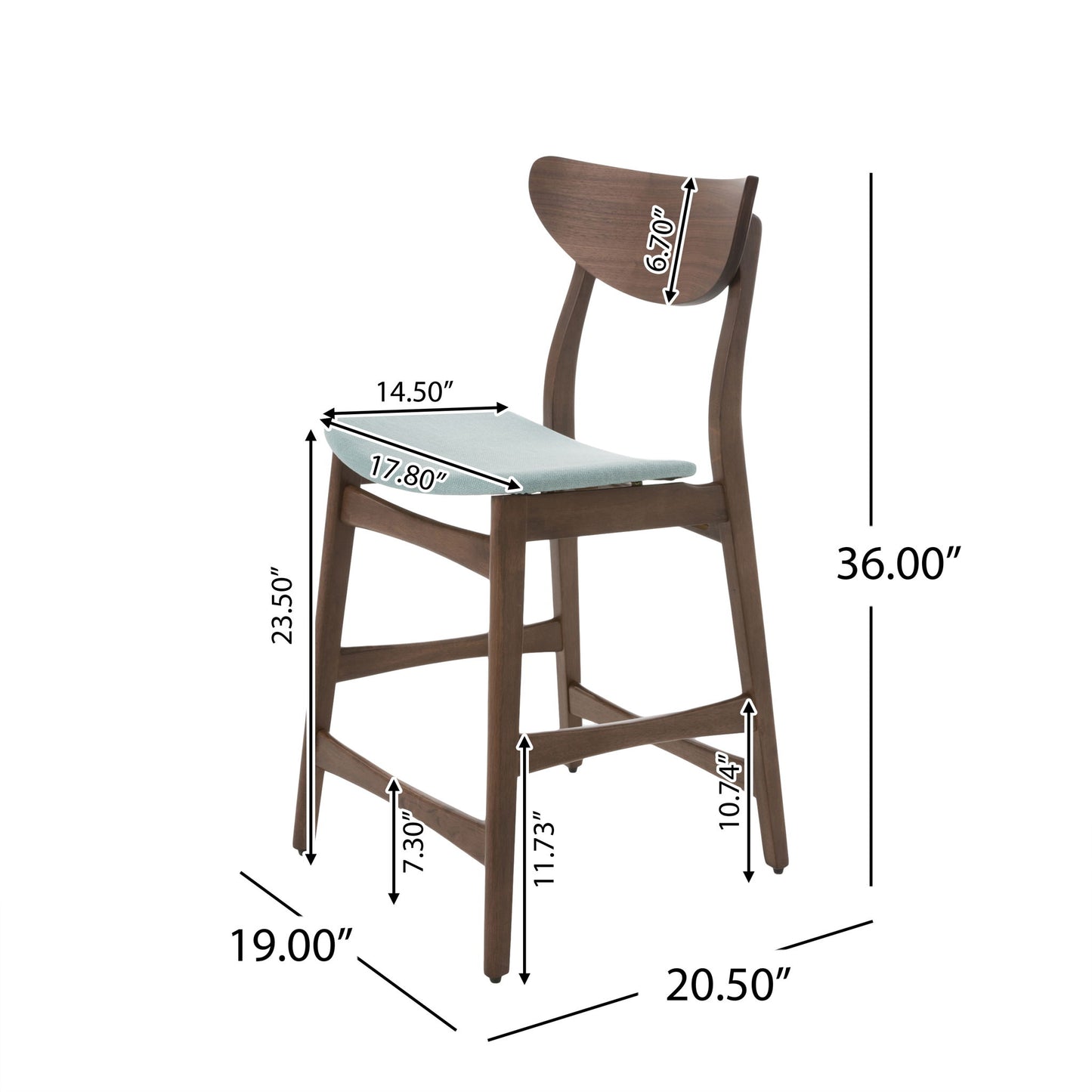 Elegant Counter Height Chair With Cushioned Seat