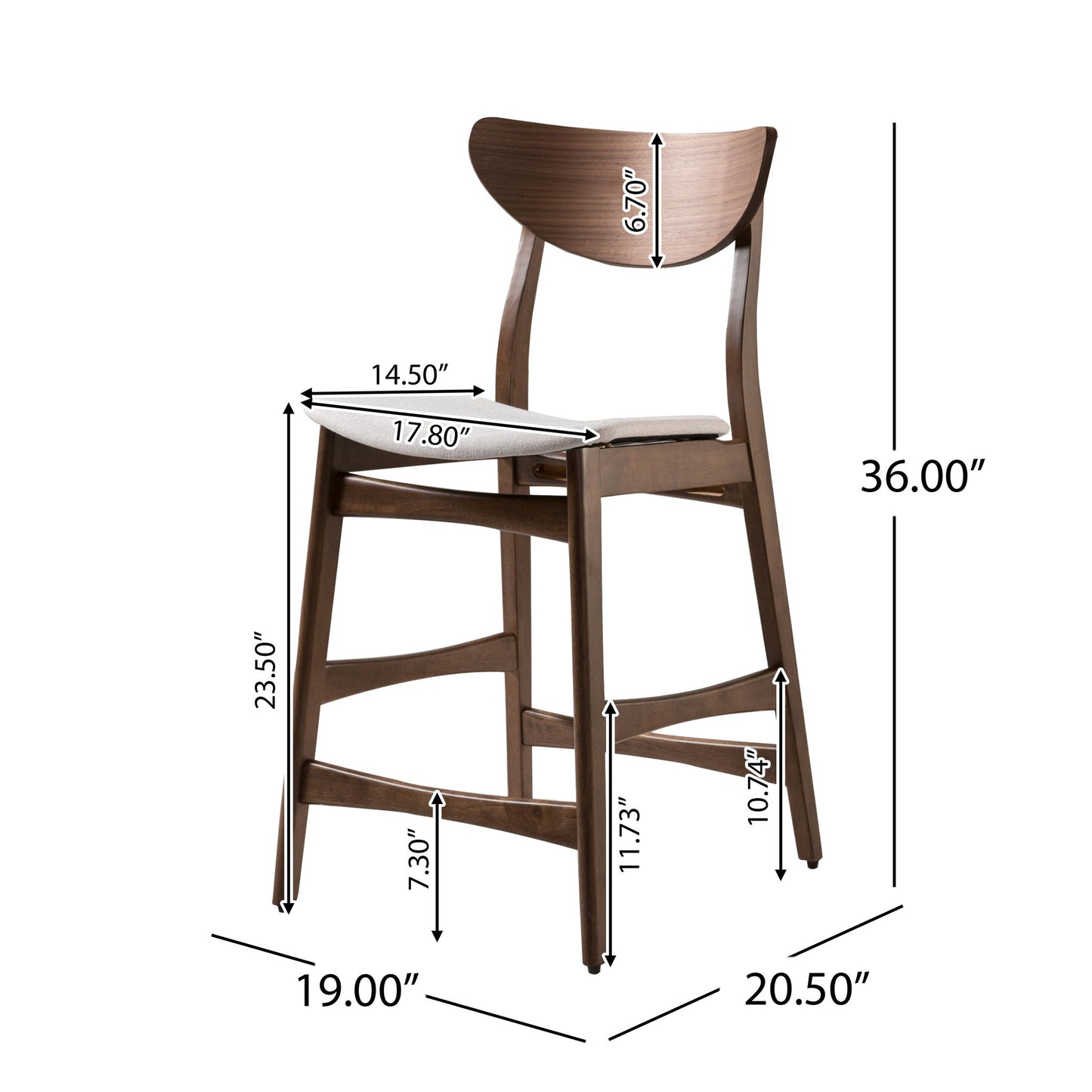 Elegant Counter Height Chair With Cushioned Seat