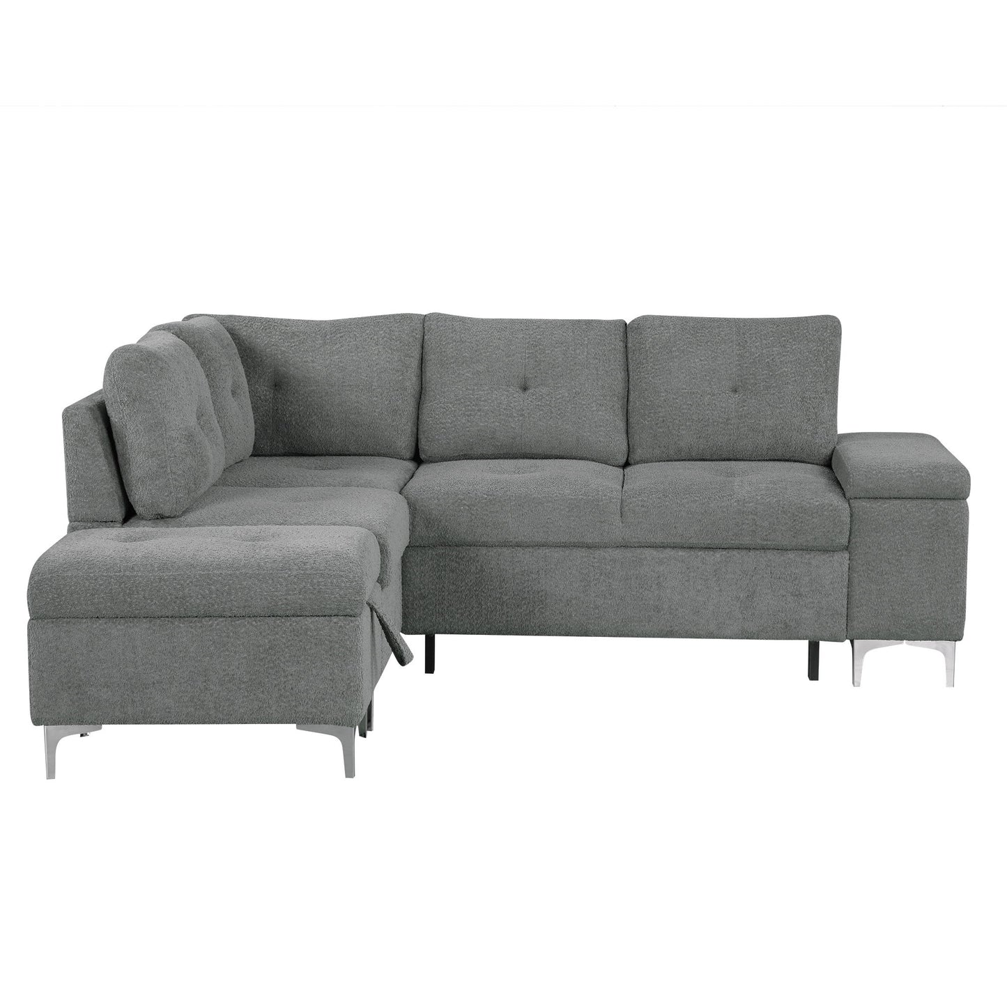 Versatile L Shaped Sofa Bed With Storage, Cup Holders, USB Ports Chenille