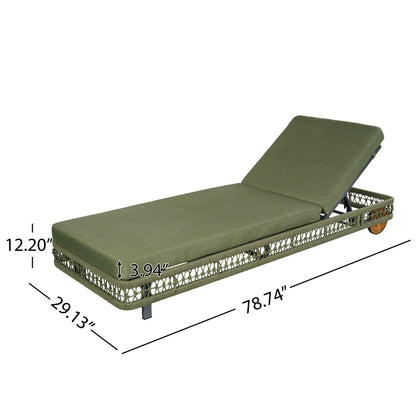 Outdoor Chaise Lounge & Wheels, 5 Position Adjustable Backrest