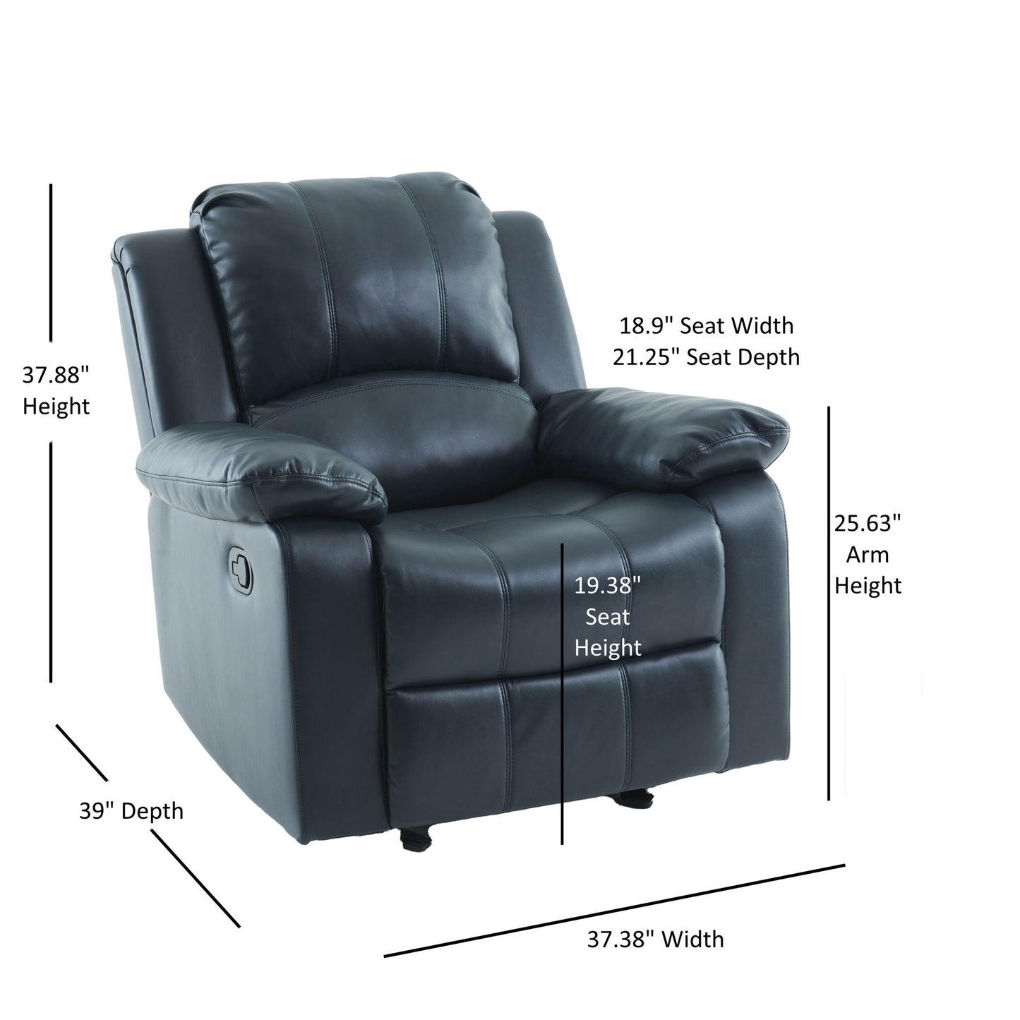 Charlotte - Gel Glider Recliner With Sturdy Wood Frame - Blue