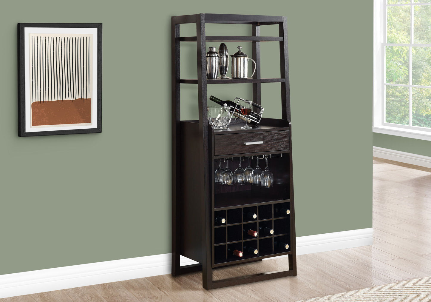 Home Bar Wine Rack Storage Cabinet - Espresso