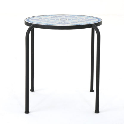 Skye - End Table - White / Blue