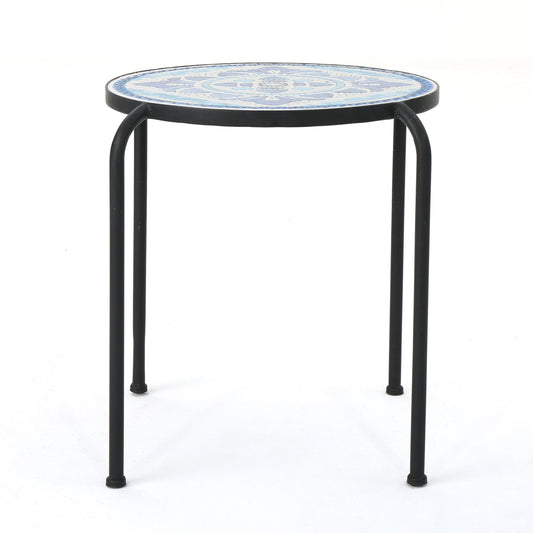 Skye - End Table - White / Blue