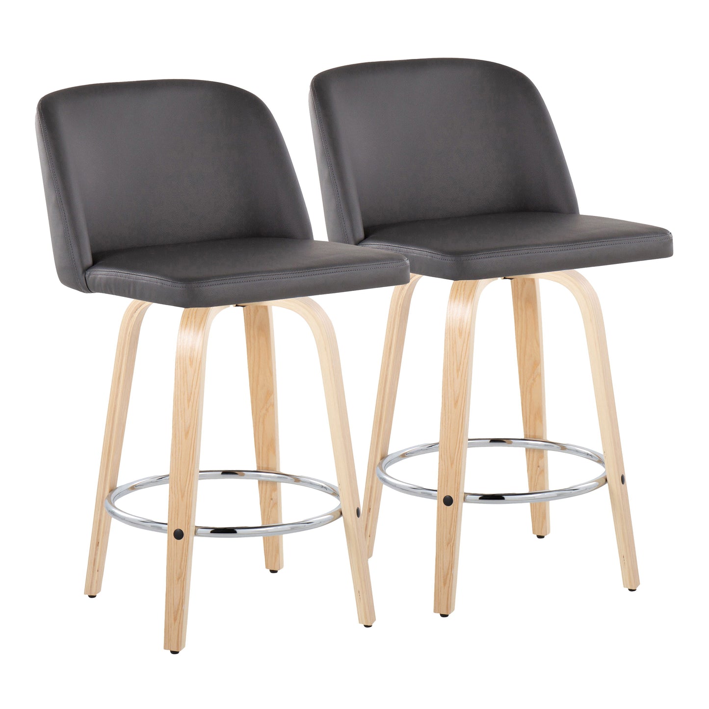 Toriano - Contemporary Fixed-Height Counter Stool With Swivel And Round Footrest (Set of 2)