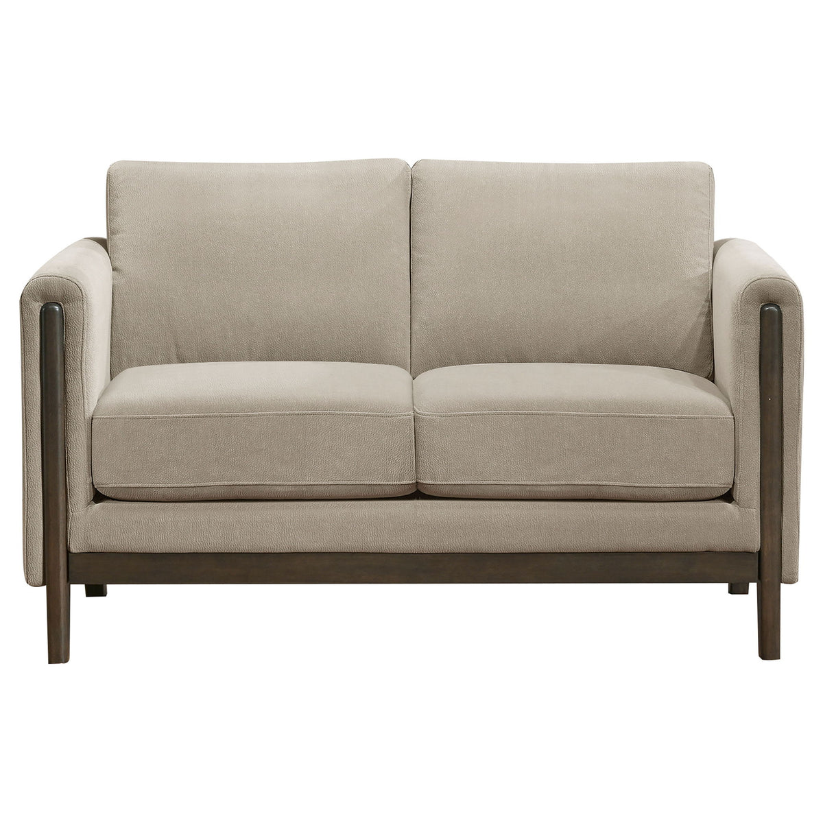 Fisher - Upholstered Panel Arm Loveseat - Taupe