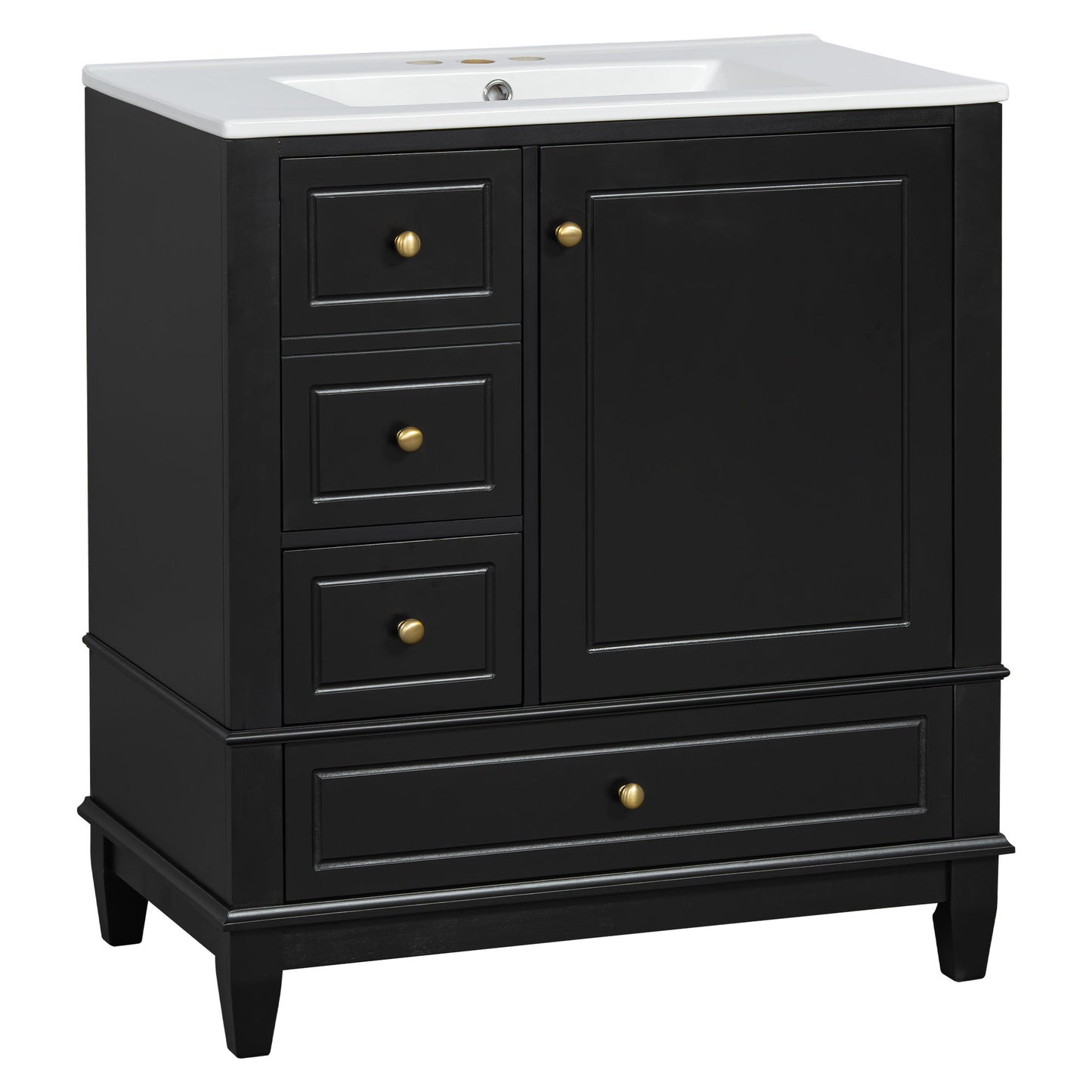 Freestanding Bathroom Vanity With Sink, Soft Close Door, 3 Drawers