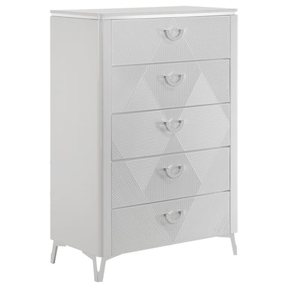 Buckley - 5 Drawer Chest - Gloss White