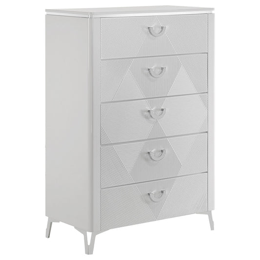 Buckley - 5 Drawer Chest - Gloss White