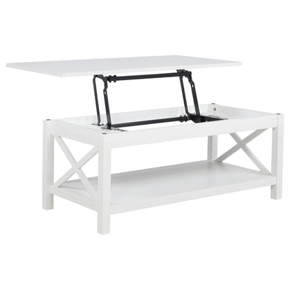 Slater - Lift Top Coffee Table With X Frame Design - White