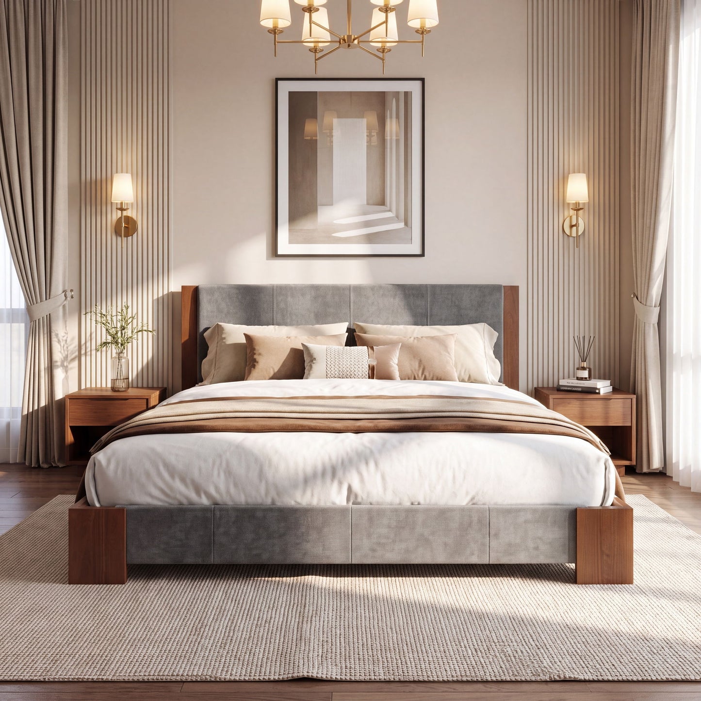 Upholstered Platform Bed Frame, No Box Spring Needed