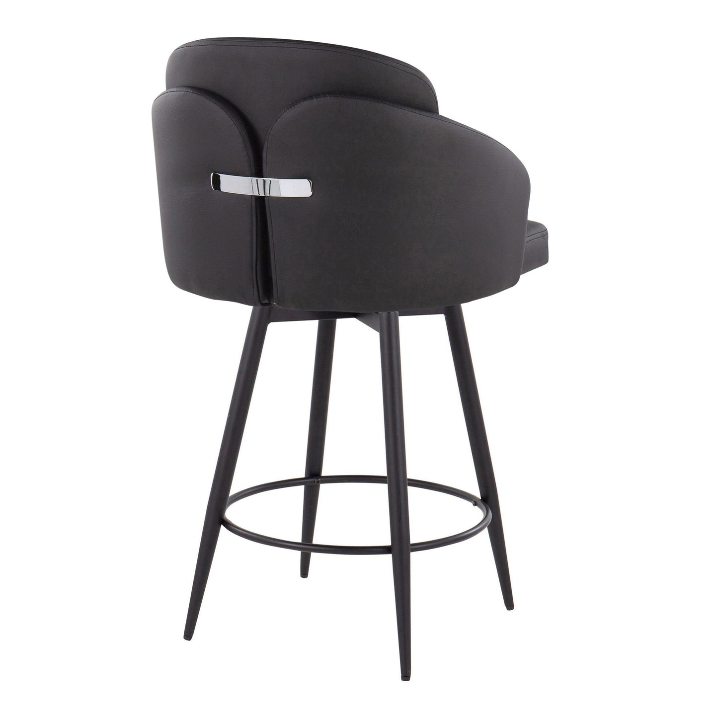 Dahlia - Contemporary Fixed Height Counter Stool With Round Footrest (Set of 2) - Black