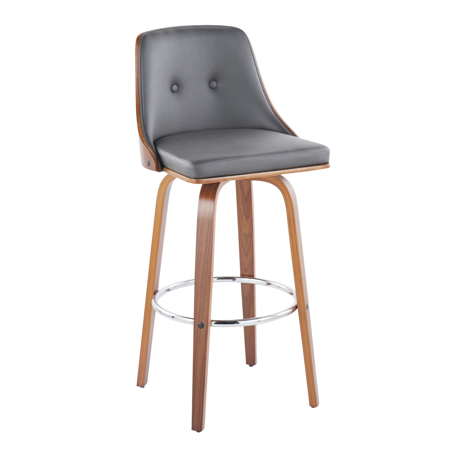 Gianna - Mid Century Modern Fixed Height Barstool With Swivel With Round Footrest (Set of 2)