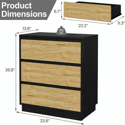 3 Drawer Nightstand, Bedroom Side Table
