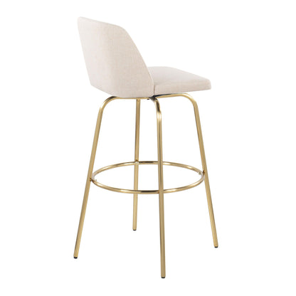 Toriano - Contemporary Fixed Height Barstool With Swivel And Round Footrest (Set of 2)