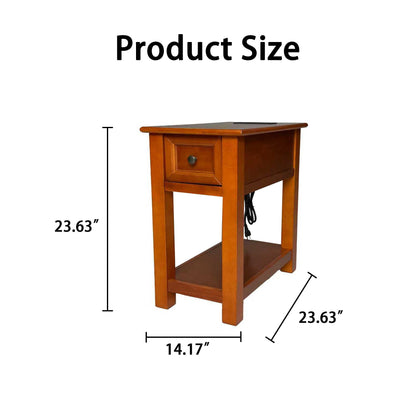End Table With Drawer And Shelf For Living Room - Walnut